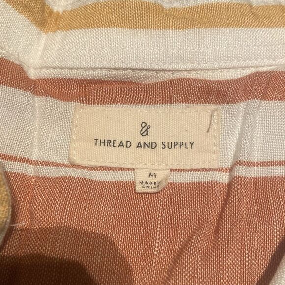 Linen blend Striped Sleeveless Button-Up dress thread and supply medium - Picture 5 of 8
